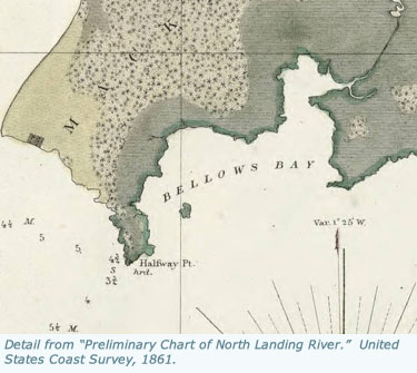 Detail from Preliminary chart of North Landing River, 1861