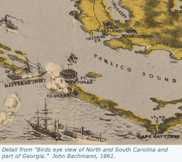 Detail from Birds eye view of North and South Carolina and part of Georgia, 1861