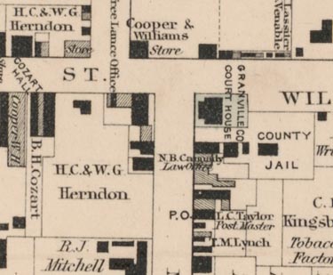 Detail from Gray's new map of Oxford, Granville County, North Carolina, 1882.