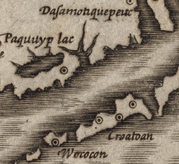 Detail from Virginia et Florida, 1610.