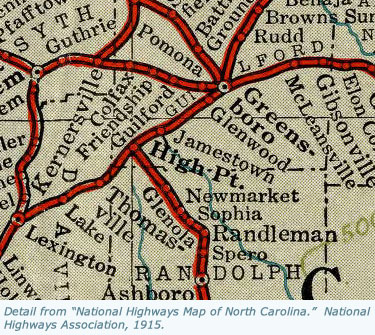 National Highways Map of North Carolina, 1915