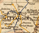 Detail from Post route map of the states of North Carolina and South Carolina, 1896